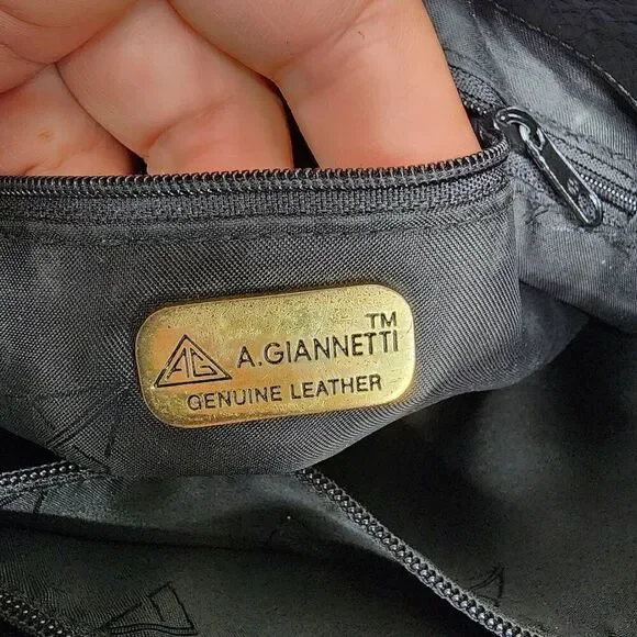 A. Gianneti Vintage Italian Leather Black Croc Embossed Handbag - Picture 10 of 10